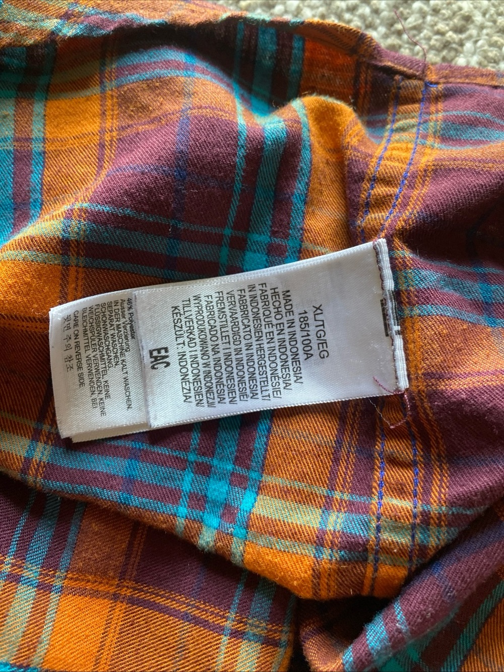 Marmot Orange and Blue Plaid Button-Down Shirt - Men's - Picture 7 of 7